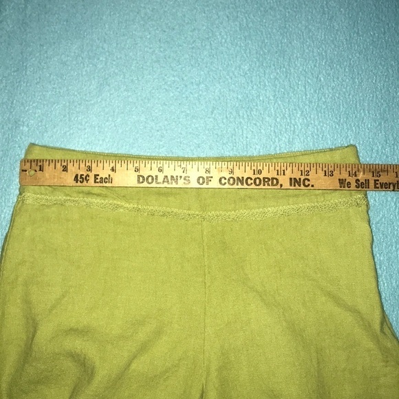 TERRAMODA crop crocheted details vintage pants chartreuse size M - Picture 7 of 12